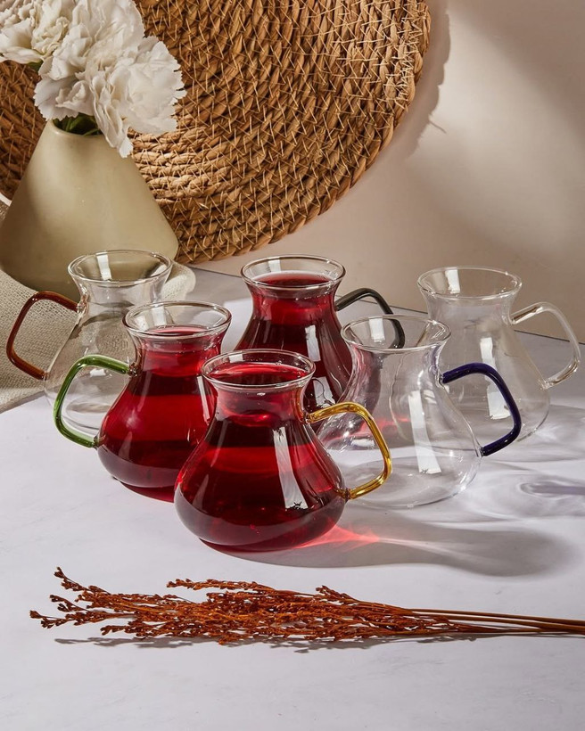 فنجان پیرکس کپل دسته رنگی و بیرنگ🇹🇷 کپل