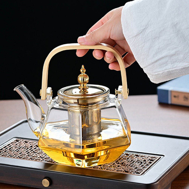 قوری پیرکس چند ضلعی دسته بامبو