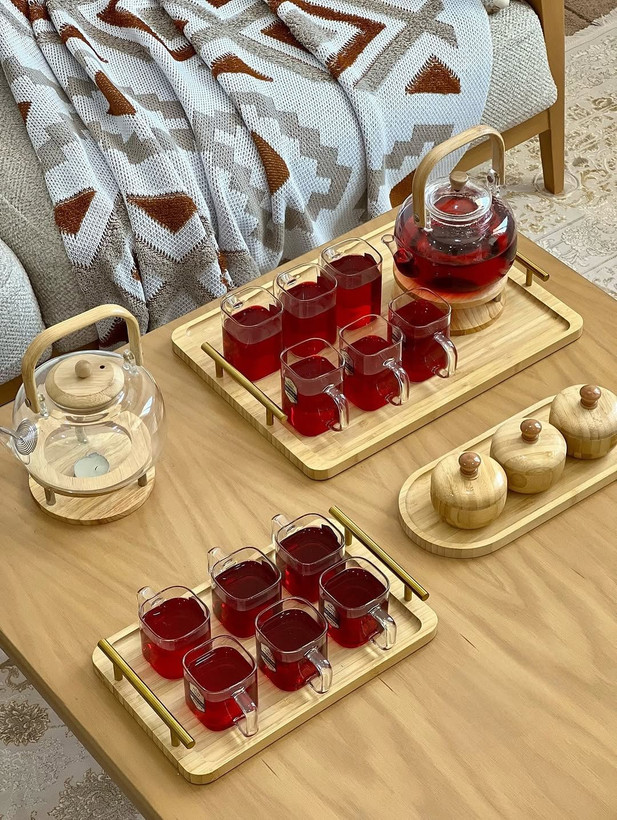 لیوان مربعی دو سایز و قوری پیرکس