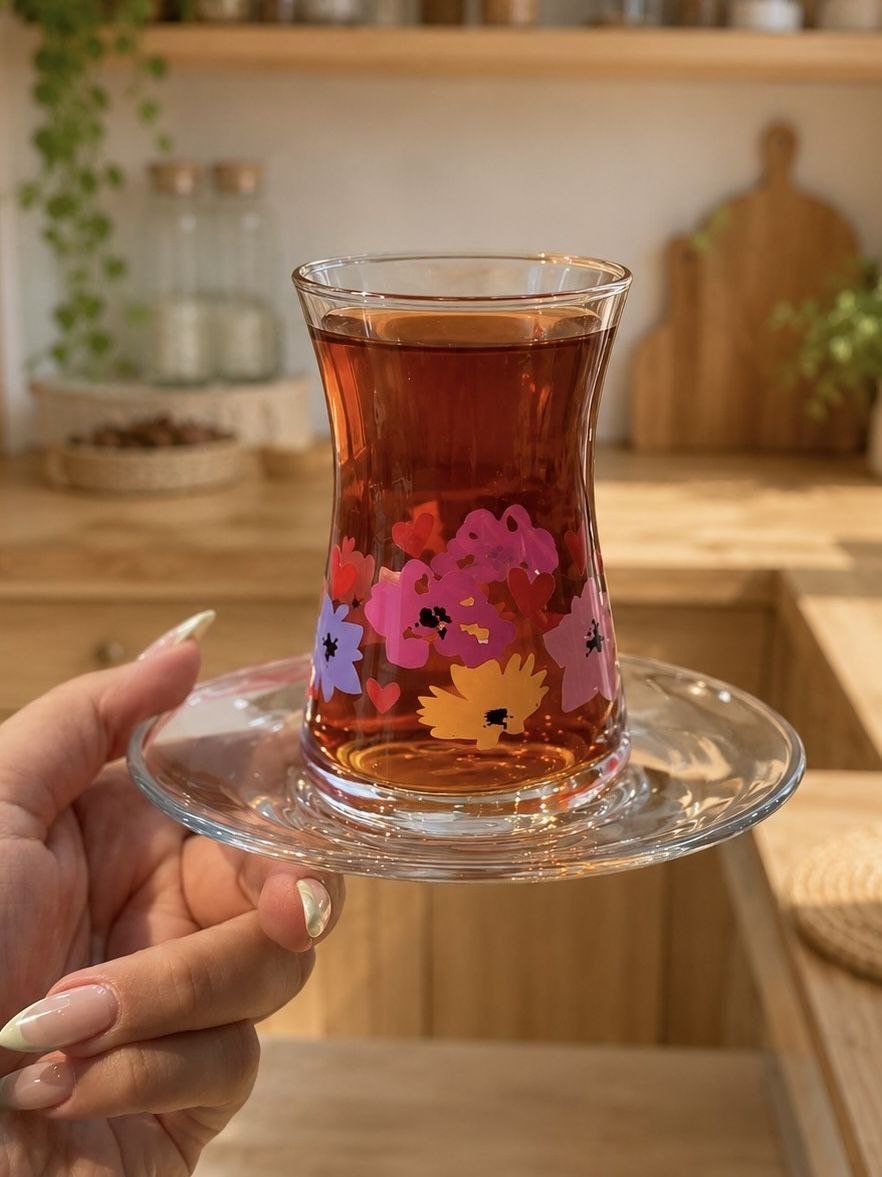 استکان نعلبکی ۸ پارچه flower love 🇹🇷
