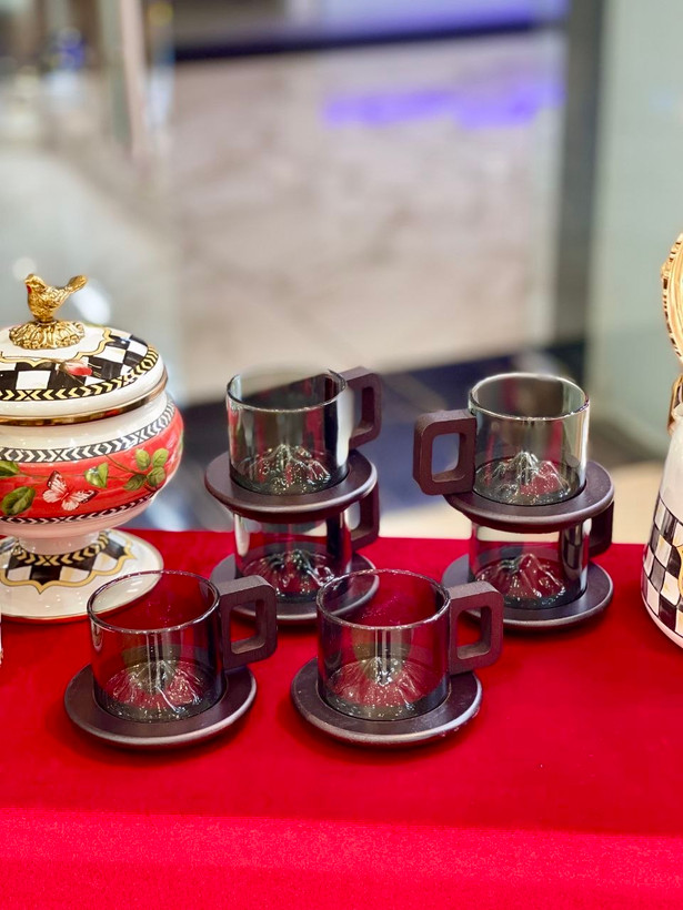 فنجان نعلبکی پیرکس بامبو کوه یخ ششتایی دودی