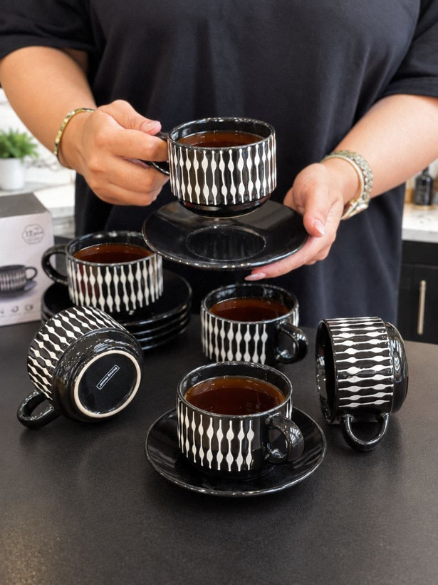 ست چای و نسکافه سفید مشکی