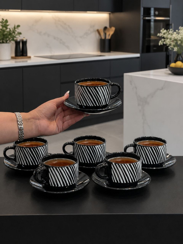 ست چای و نسکافه سفید مشکی